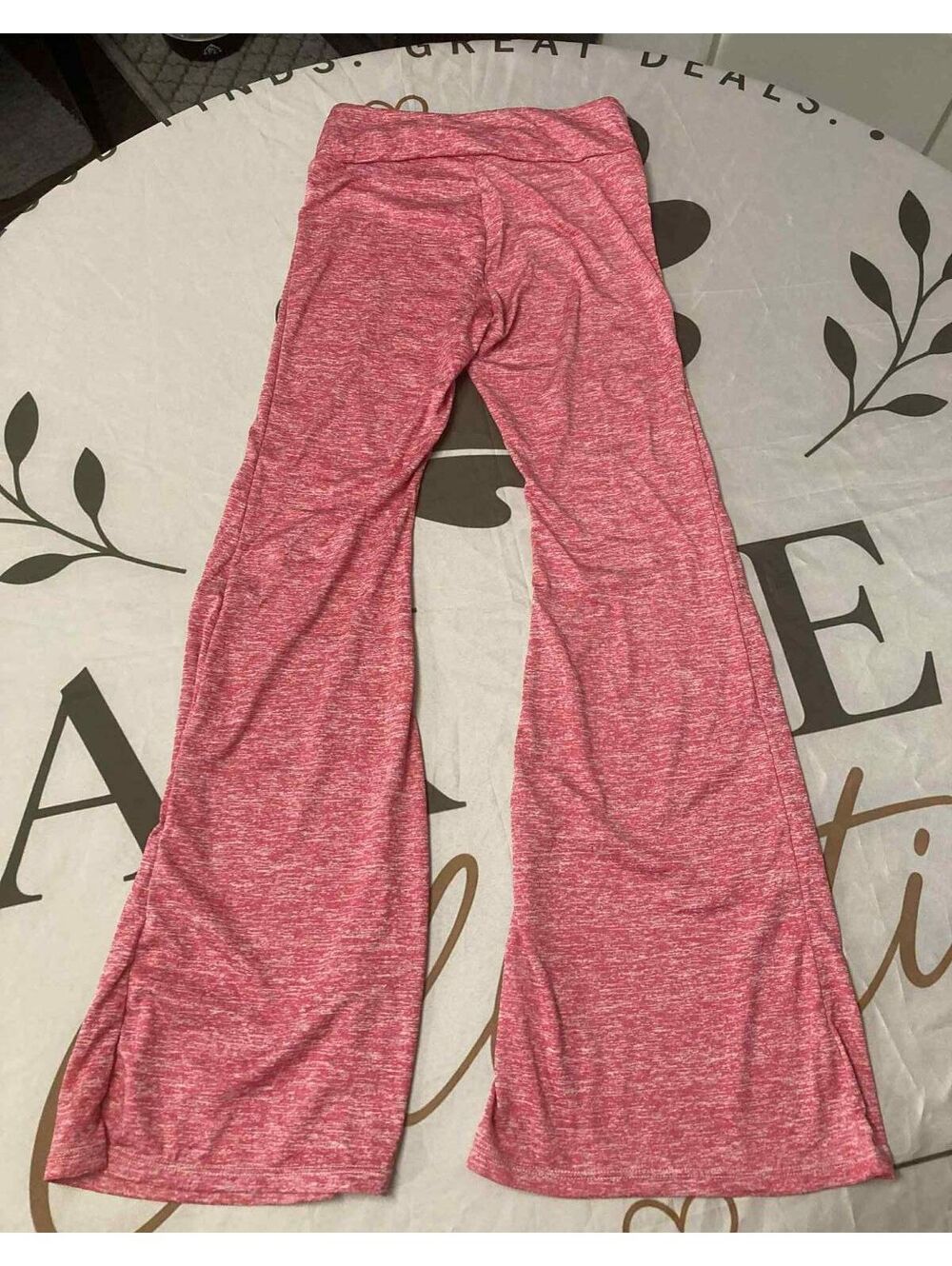 Women's Pink Flared Yoga Pants with Soft Stretch Fabric, Size Small
